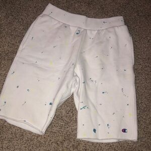 Champion C-Life Reverse Weave Men's Paint Splatter White Shorts